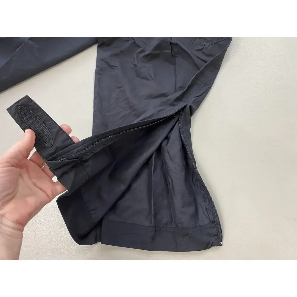 REI Windbreaker Pant Mens Large Black Nylon Hiking Elastic Waist Zip Pockets 32L